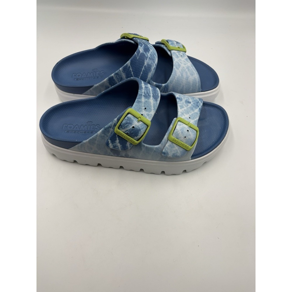 Skechers Foamies Women's Slide Sandals Blue/Green/White Marbled EVA US 9 EU 39 - Picture 4 of 13